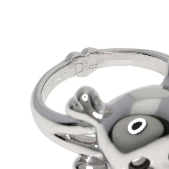 DIOR Tete De Mall Skull Diamond #55 Ring 18K White Gold Women's - Picture 6 of 13